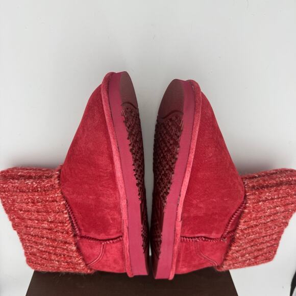 LAMO Red Suede Knit Cuff Boots Women’s Size 10 Cozy Winter Fleece Lined NIB - Picture 5 of 10